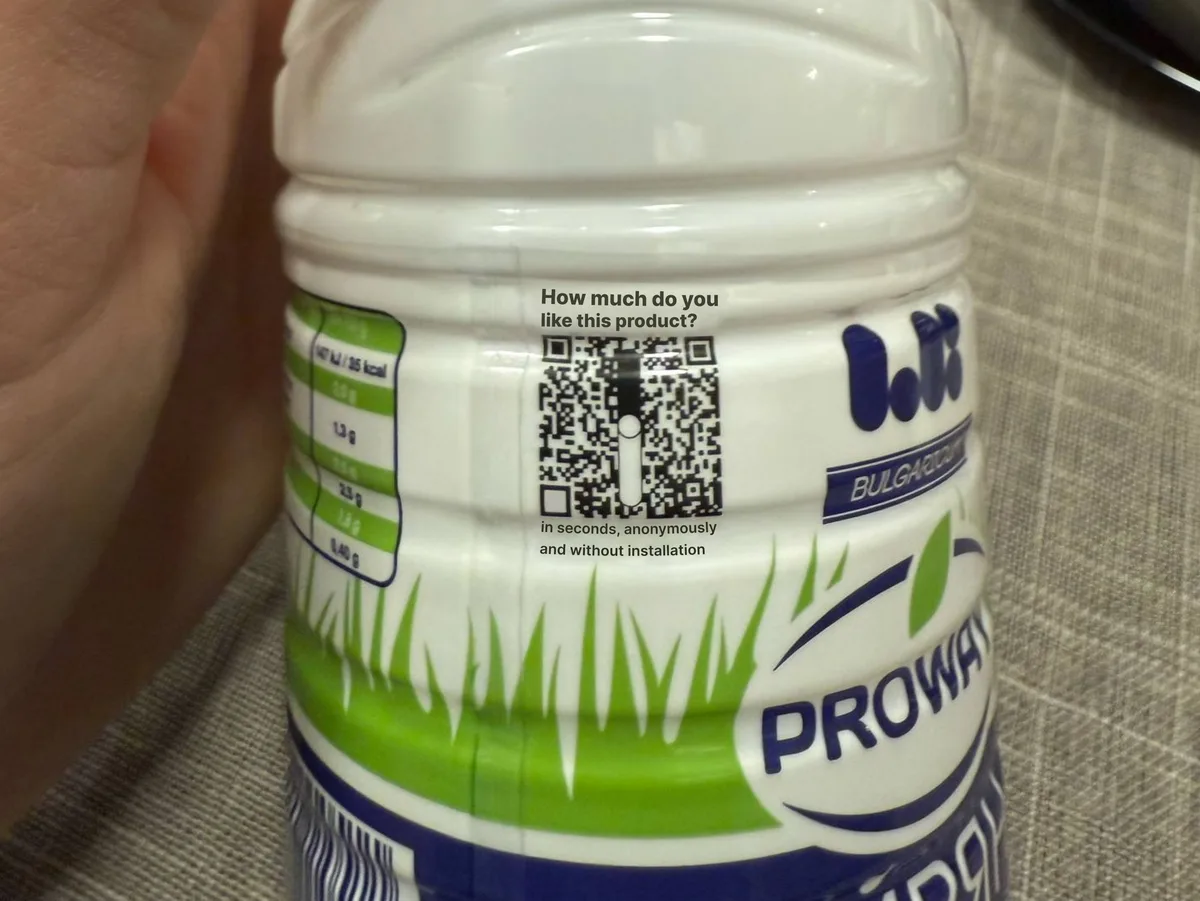 Prowater bottled drink with English QR code label for consumer feedback