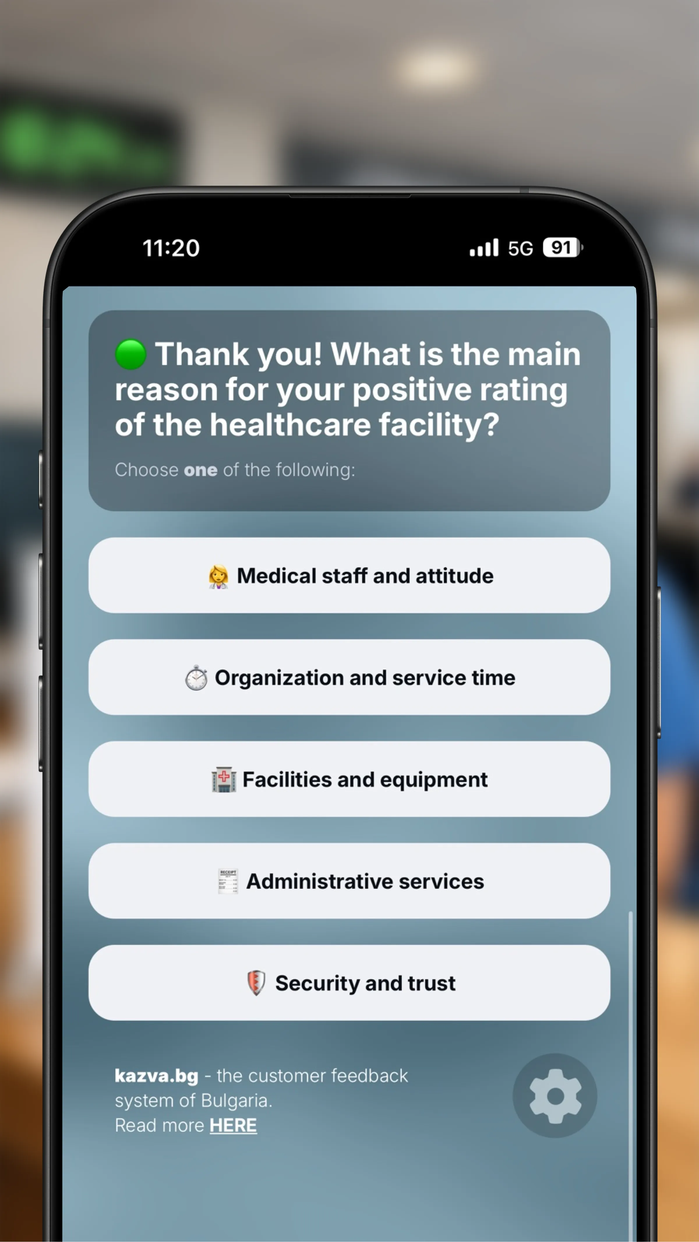 Selecting a reason for the rating