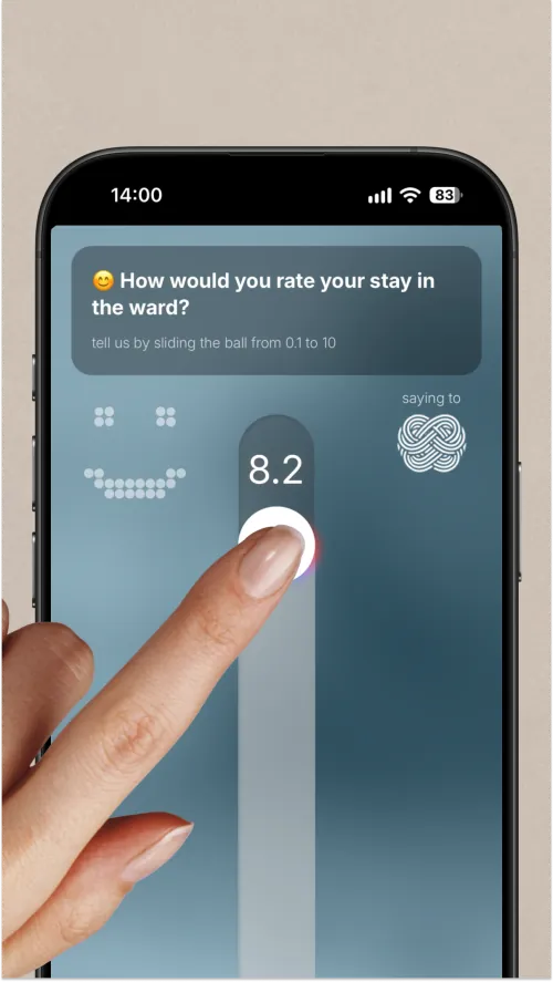 Rating by sliding from 0.1 to 10 on the patient’s phone