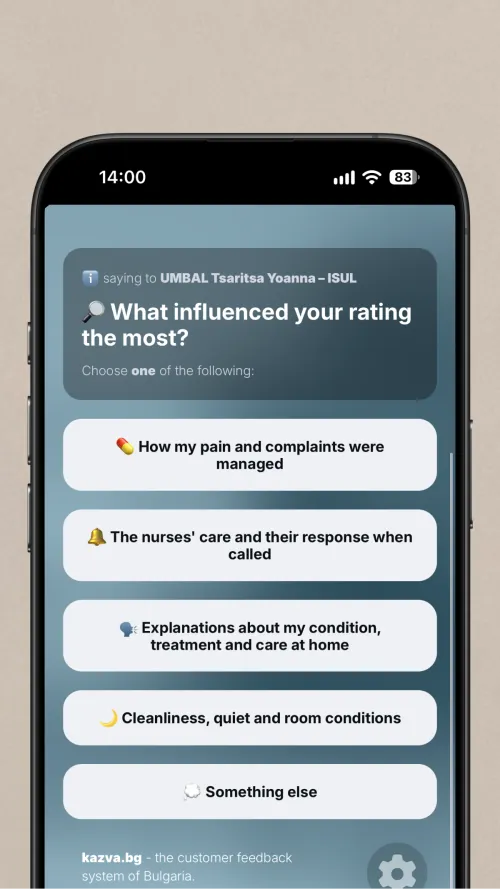 Choosing the factor that influenced the rating the most